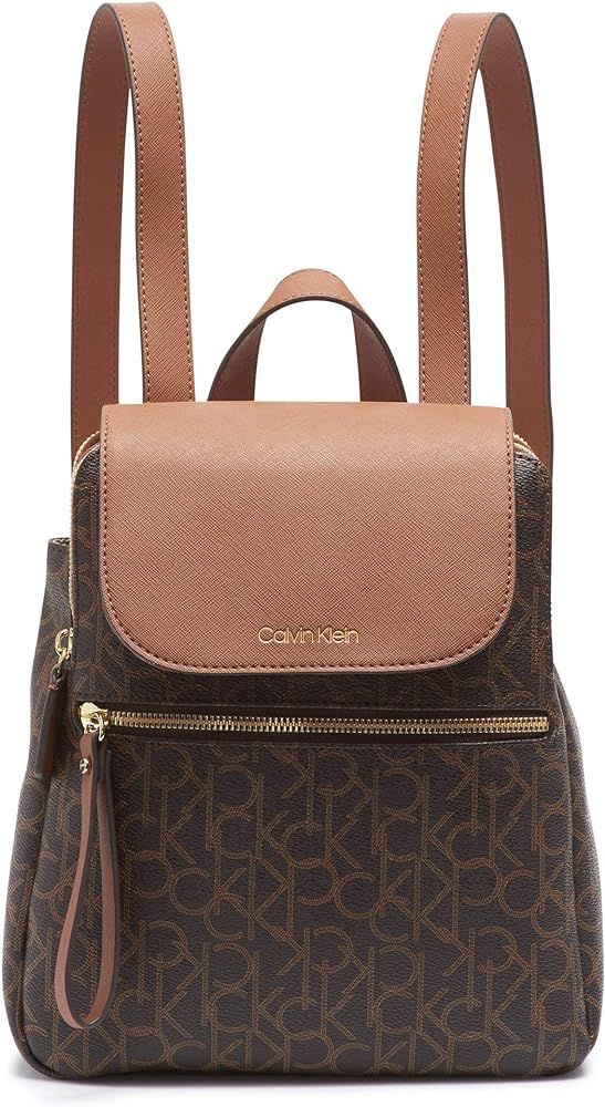 Calvin Klein Elaine Signature Key Item Flap Backpack | Amazon (US)