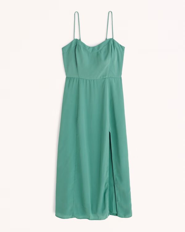 Women's Clean High-Slit Midi Dress | Women's | Abercrombie.com | Abercrombie & Fitch (US)