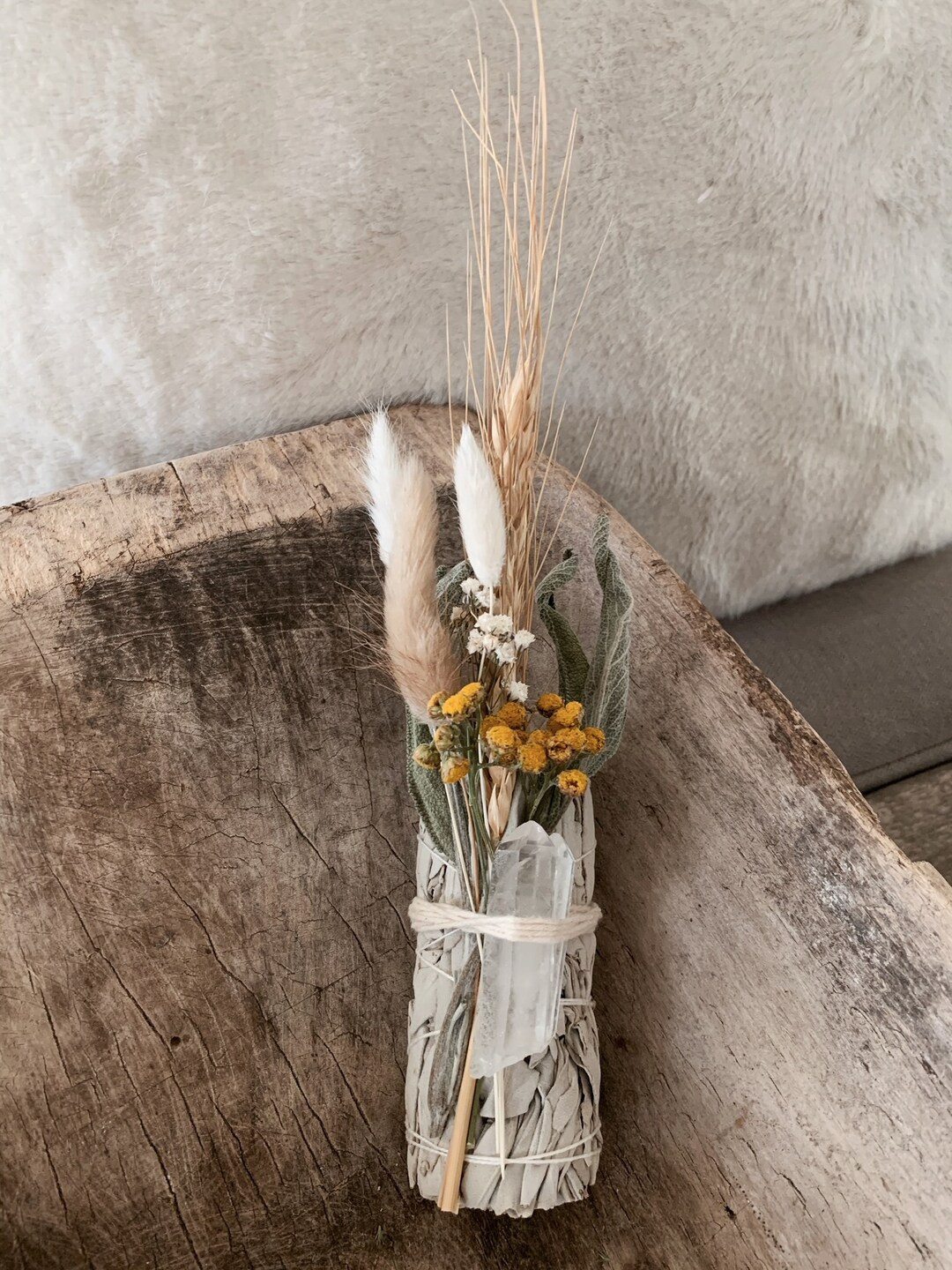 White Sage Smudge Stick, Organic California Sage, Quartz Crystal, Dried Florals, Natural Incense | Etsy (US)