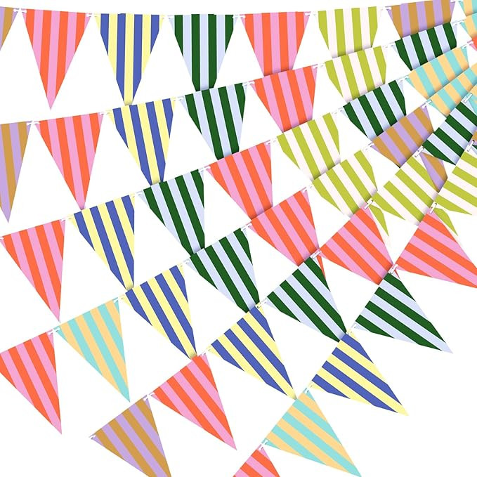 6 Pack Italian Summer Party Decorations Orange Green Stripe Pennant Banner Summer Bachelorette Pa... | Amazon (US)