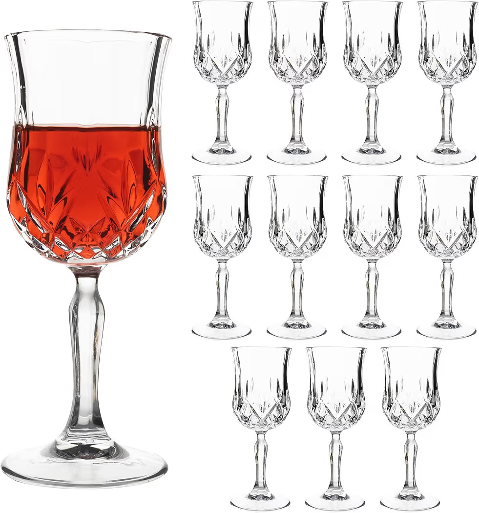 UMEIED 12 Pack 7.2oz Wine Glasses, Small Stemware for Red Wine, Port, Sherry, Dessert Wine, Cryst... | Amazon (US)