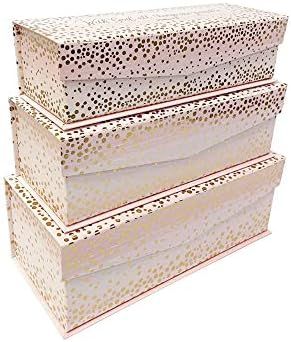 Set of 3 Nesting Hinged Lid Storage Boxes - Decorative Stackable Spiritual Paperboard Containers ... | Amazon (US)