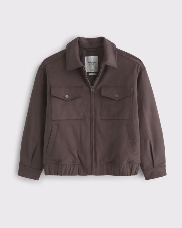 Vegan Suede Bomber Jacket | Abercrombie & Fitch (US)