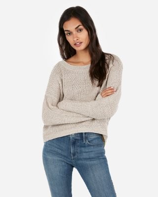 Cable Knit Split Back Sweater | Express