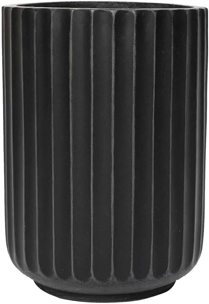 DTY Signature Mount Elbert 1-Piece Fluted Fiberstone Planter for Indoor/Outdoor, Black, 16" H x 1... | Amazon (US)