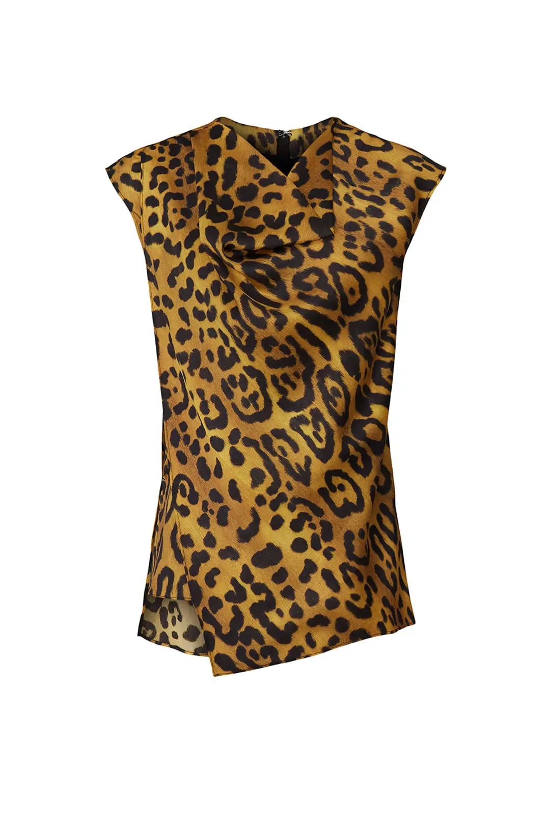 Adam Lippes Collective Leopard Cowl Neck Top | Rent the Runway