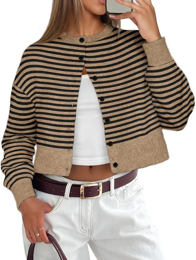 ATHMILE Cropped Cardigan Sweaters for Women Lightweight Crop Knit Y2k Fall Spring Outfits Fashion... | Amazon (US)