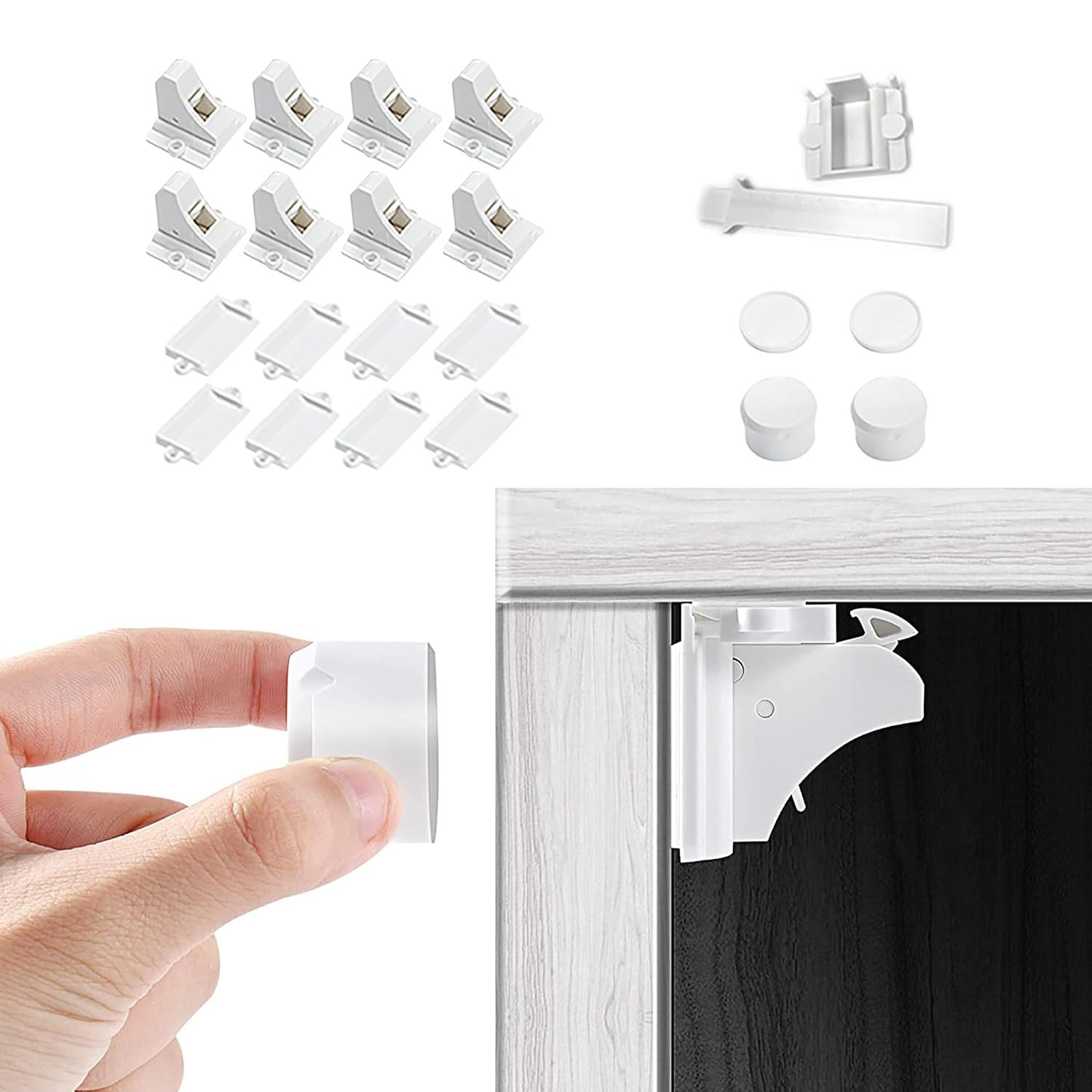 Vmaisi Adhesive Magnetic Cabinet Locks for Babies (8 Locks and 2 Keys) | Amazon (US)