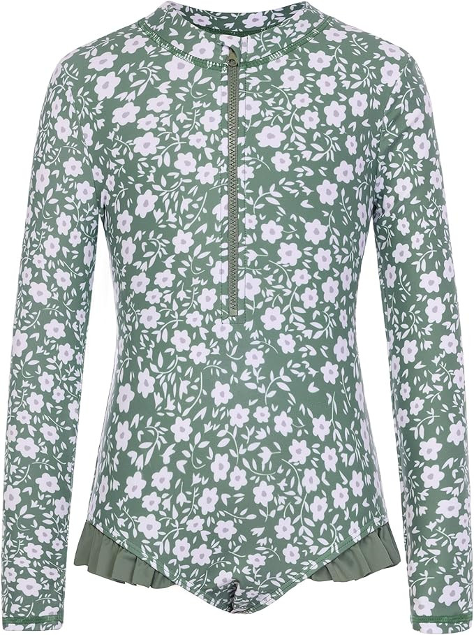 GRACE KARIN Girls One Piece Swimsuits Long Sleeve Bathing Suits Swimwear 5-14Y | Amazon (US)