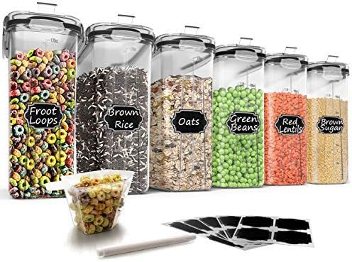 Wildone Cereal Storage Containers Set, Large BPA Free Plastic Airtight Food Storage Containers 4L... | Amazon (US)