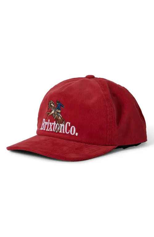 Brixton Inwood Corduroy Snapback Baseball Cap in Red at Nordstrom | Nordstrom