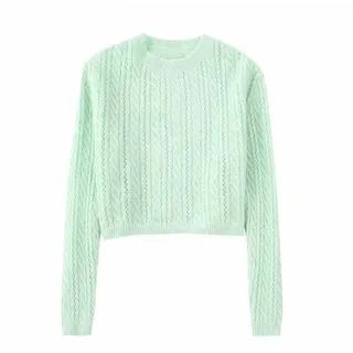 Crew Neck Plain Cable Knit Sweater | YesStyle Global