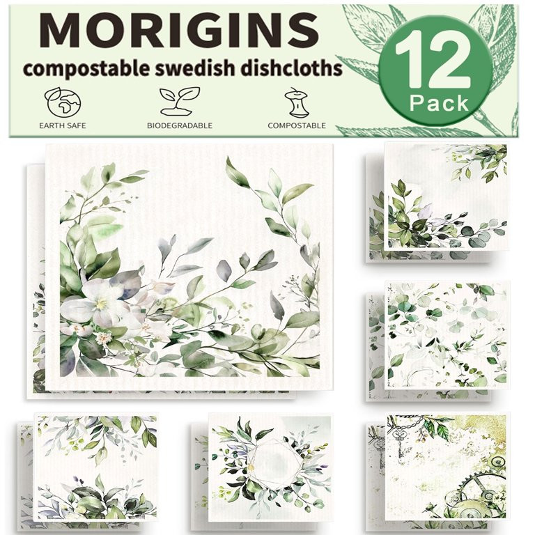 Morigins Swedish Dishcloths for Kitchen Cleaning Reusable Soft Kitchen Towels Dish Cloths 12 Pack... | Walmart (US)