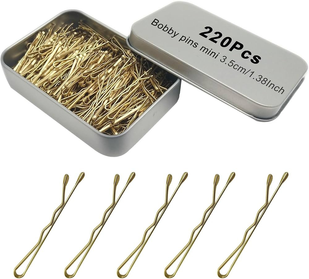 220 Count Mini Wavy 1.38 Inch Blonde Bobby Pins, YINGFENG Small Gold Hair Clips with Storage Box ... | Amazon (US)