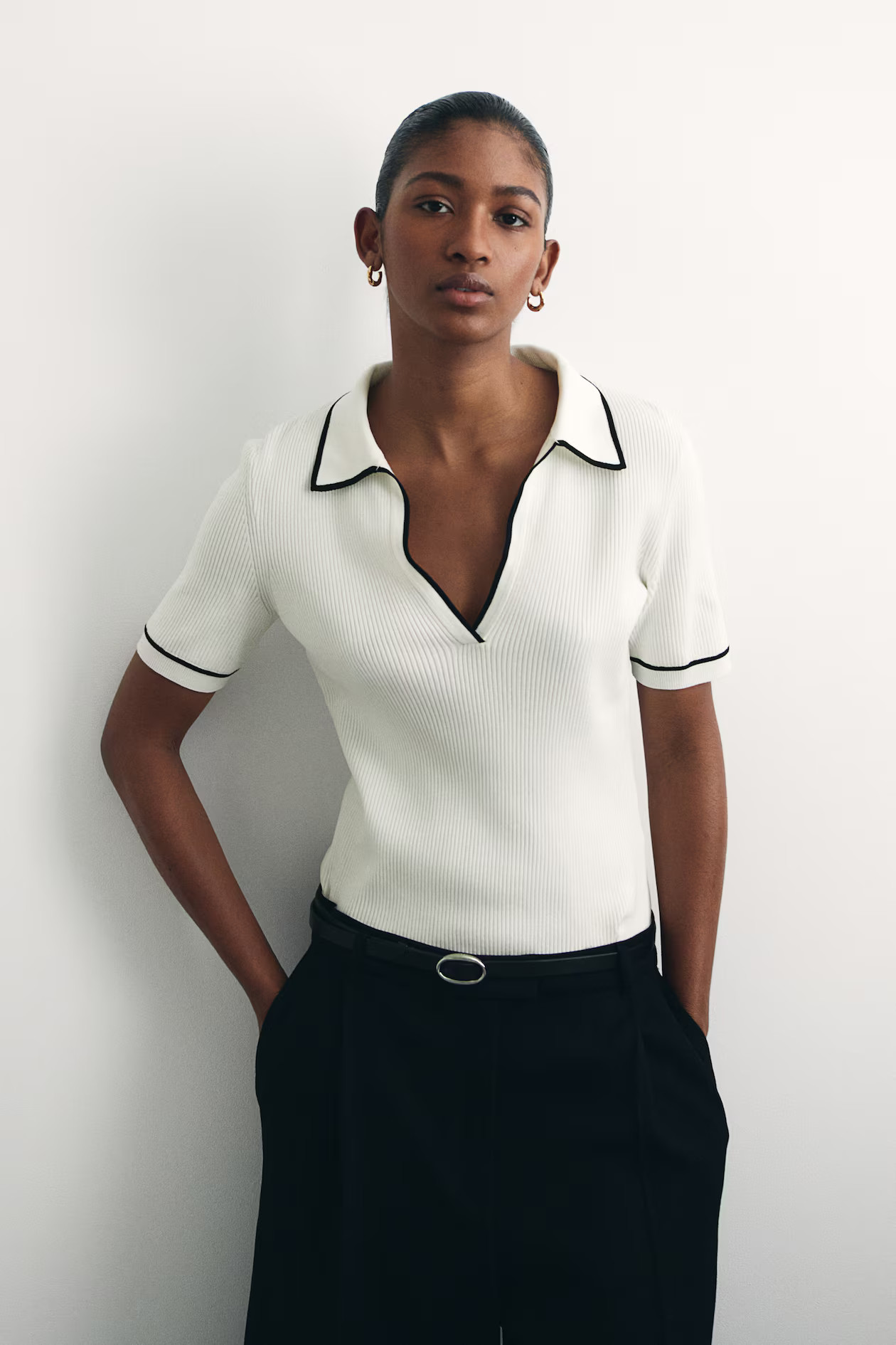 RIB-KNIT POLO SHIRT | H&M (UK, MY, IN, SG, PH, TW, HK)