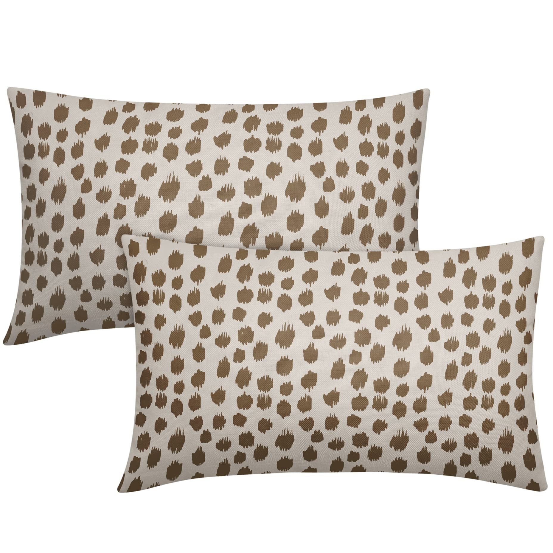 Brown Cream Pillow Covers 12x20 Set of 2 Boho Design Polka Dot Throw Pillows Modern Brush Strokes Print Decorative Outdoor Pillowcase Lumbar Cushion Cover Linen Pillow Case for Home Sofa Couch Bed | Amazon (US)