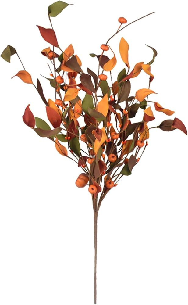 WDDH 3Pcs Harvest Fall Picks, 25.6inch Tall Artificial Fall Leaves Picks with Mini Pumpkins, Autu... | Amazon (US)