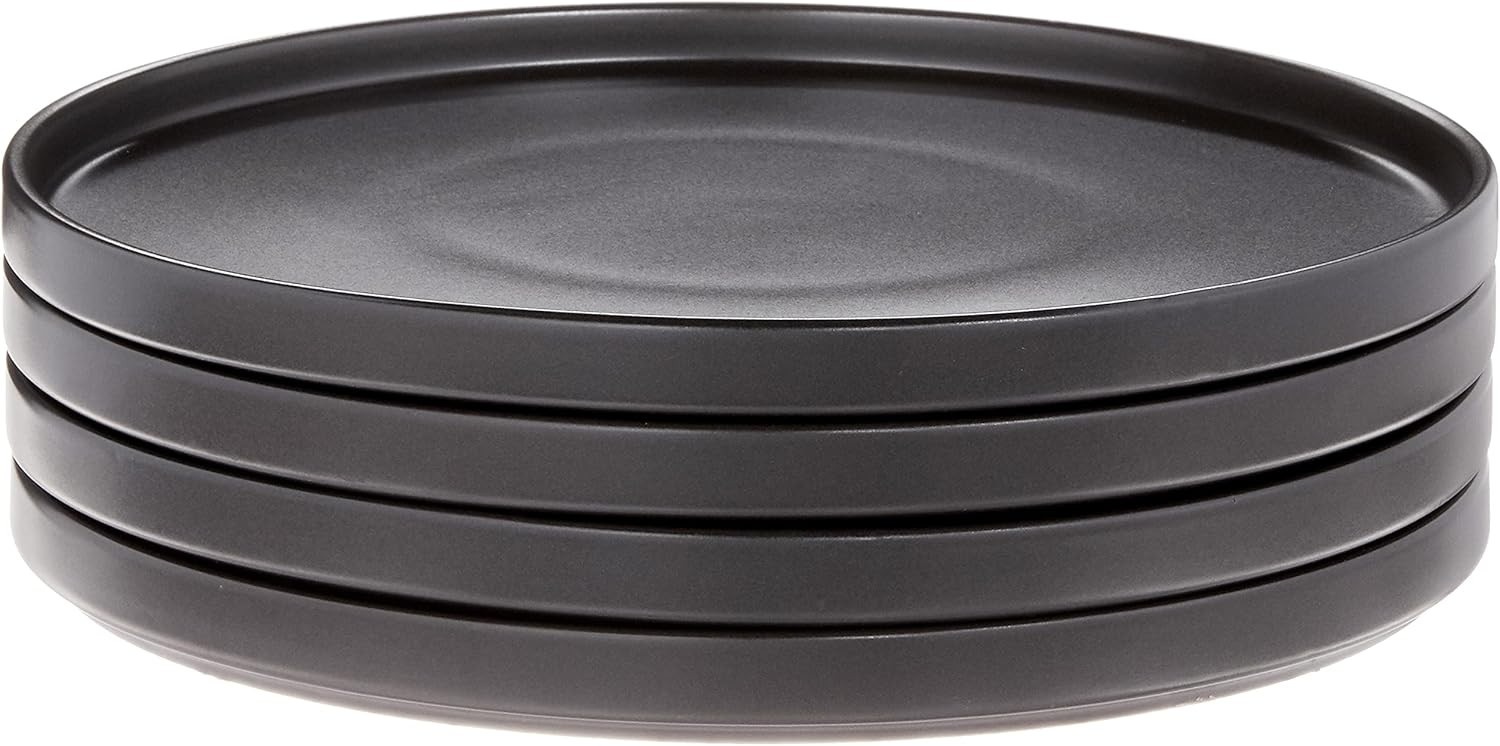 Stone Lain Stoneware Round Dinner Plates Set, Black Matte | Amazon (US)