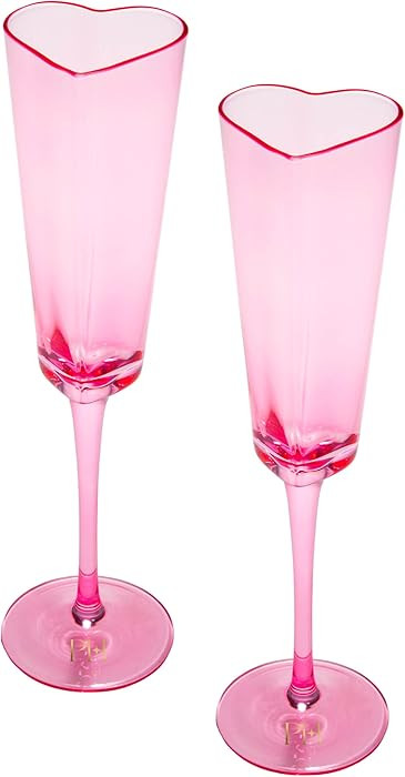 Paris Hilton Heart Shaped Champagne Flute Gift Set, Elegant Handmade Glassware Set, Perfect for C... | Amazon (US)