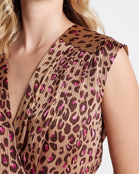 Leopard Print Draped Satin Mini Sheath Dress | Express