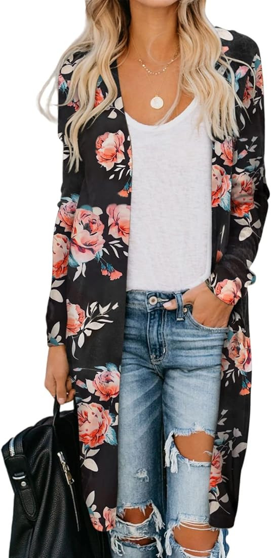 Sidefeel Women Long Sleeve Solid Color Button Down Knit Ribbed Cardigans Outwear | Amazon (US)