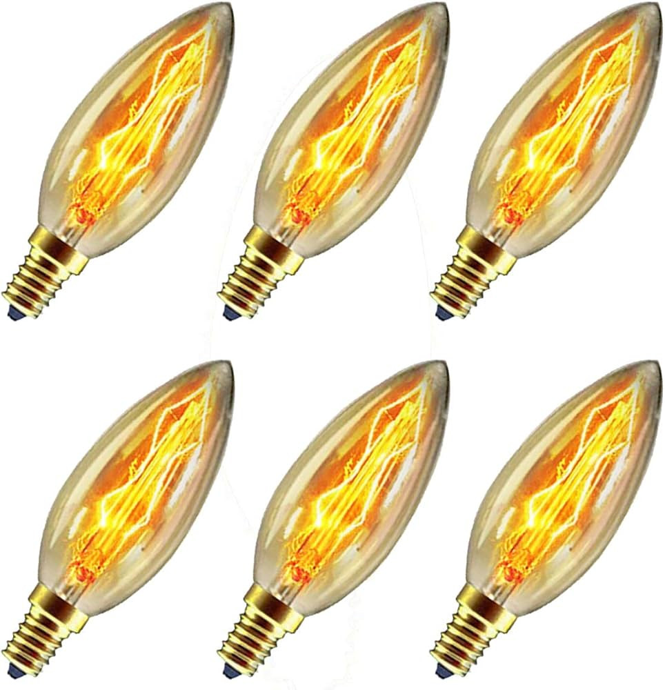 CTKcom 40 Watt E14 Base Edison Chandelier Light Bulbs (6 Pack),C35 Vintage Antique Bulbs，Dimmab... | Amazon (US)