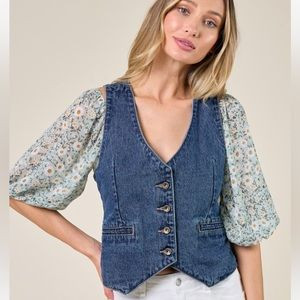 New Trending Button Front Denim Vest Blue | Poshmark