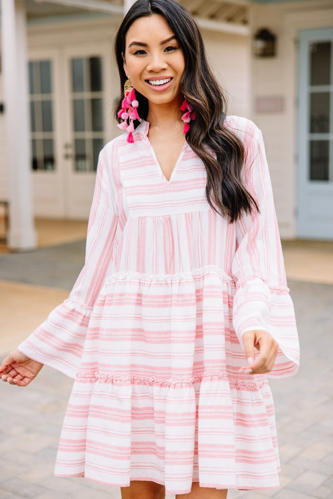 All The Above Pink Striped Tiered Dress | The Mint Julep Boutique