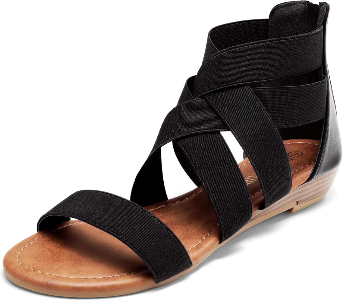 DREAM PAIRS Women's Elastic Ankle Strap Low Wedges Sandals | Amazon (US)