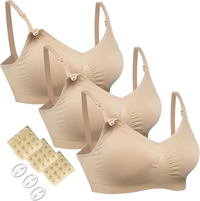 HOFISH 3PACK Full Bust Seamless Nursing Maternity Bras Bralette S-XXL with Extra Bra Extenders & ... | Amazon (UK)