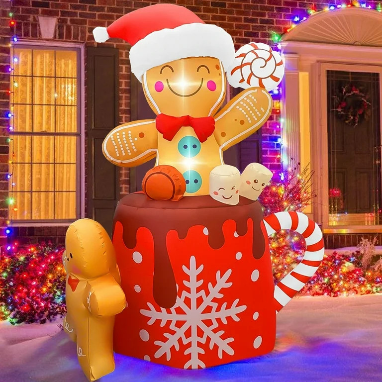 GVDV 6ft Christmas Inflatables Outdoor Decorations, Christmas Blow-up Yard Decorations Gingerbrea... | Walmart (US)