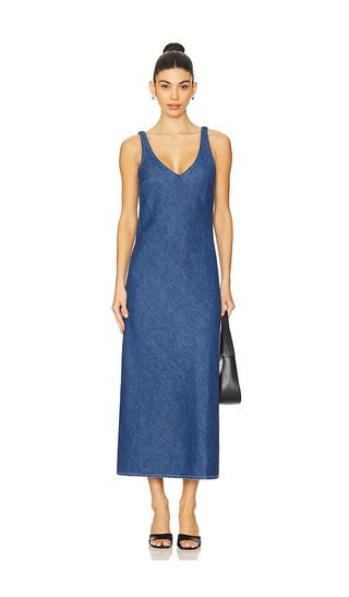 Denim V Slip Dress in Soft Denim | Revolve Clothing (Global)