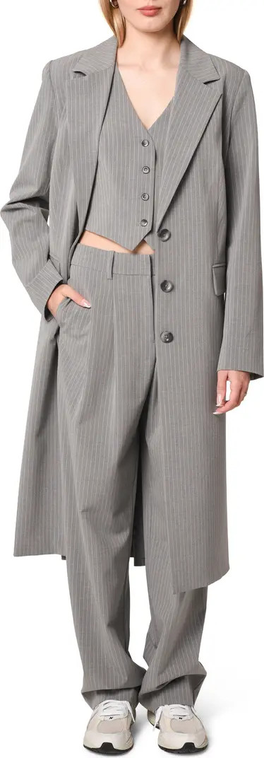 Icon Pinstripe Longline Coat | Nordstrom