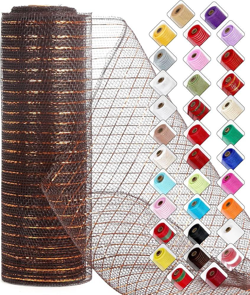 Mesh Ribbon for Wreaths 10 Inch x 30 Foot Wreath Mesh Rolls with Shiny Metallic Foil for Easter C... | Amazon (US)