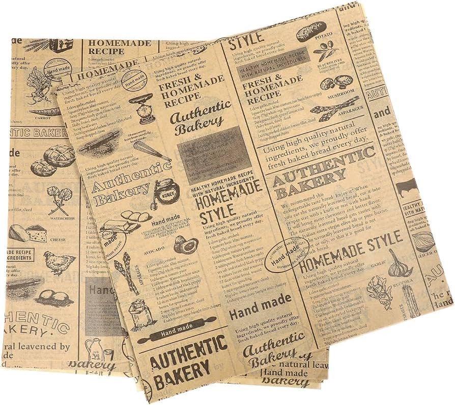 Amazon.com: DOITOOL Decorative Newspaper Parchment Paper - 50 Sheets Wax Paper for Food, Greasepr... | Amazon (US)