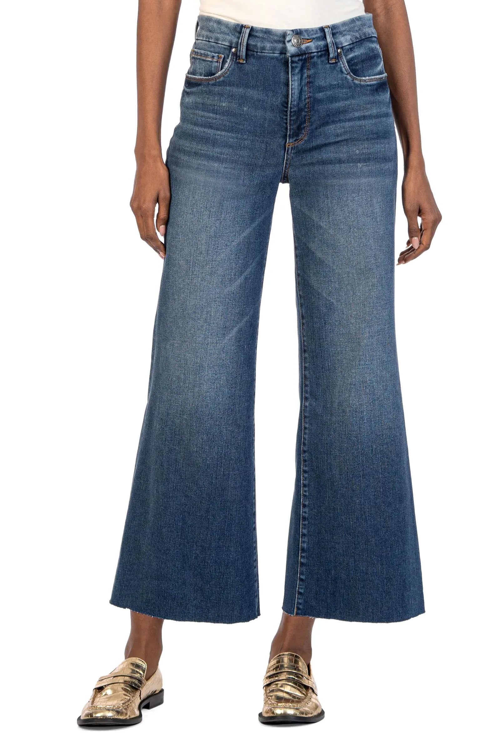 KUT from the Kloth Meg Fab Ab Raw Hem Ankle Wide Leg Jeans | Nordstrom | Nordstrom