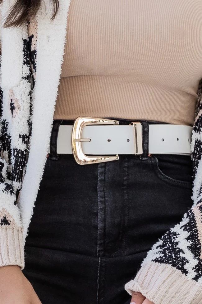 Ready For The Rodeo White Leather Belt | Pink Lily