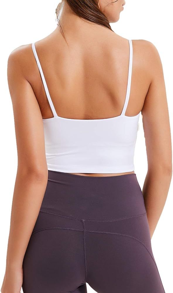 Lemedy Women Padded Sports Bra Fitness Workout Running Shirts Yoga Tank Top (M, White) : Clothing... | Amazon (US)