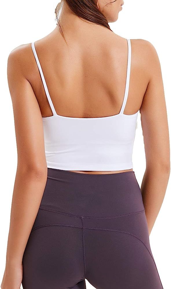 Lemedy Women Padded Sports Bra Fitness Workout Running Shirts Yoga Tank Top (M, White) : Clothing... | Amazon (US)