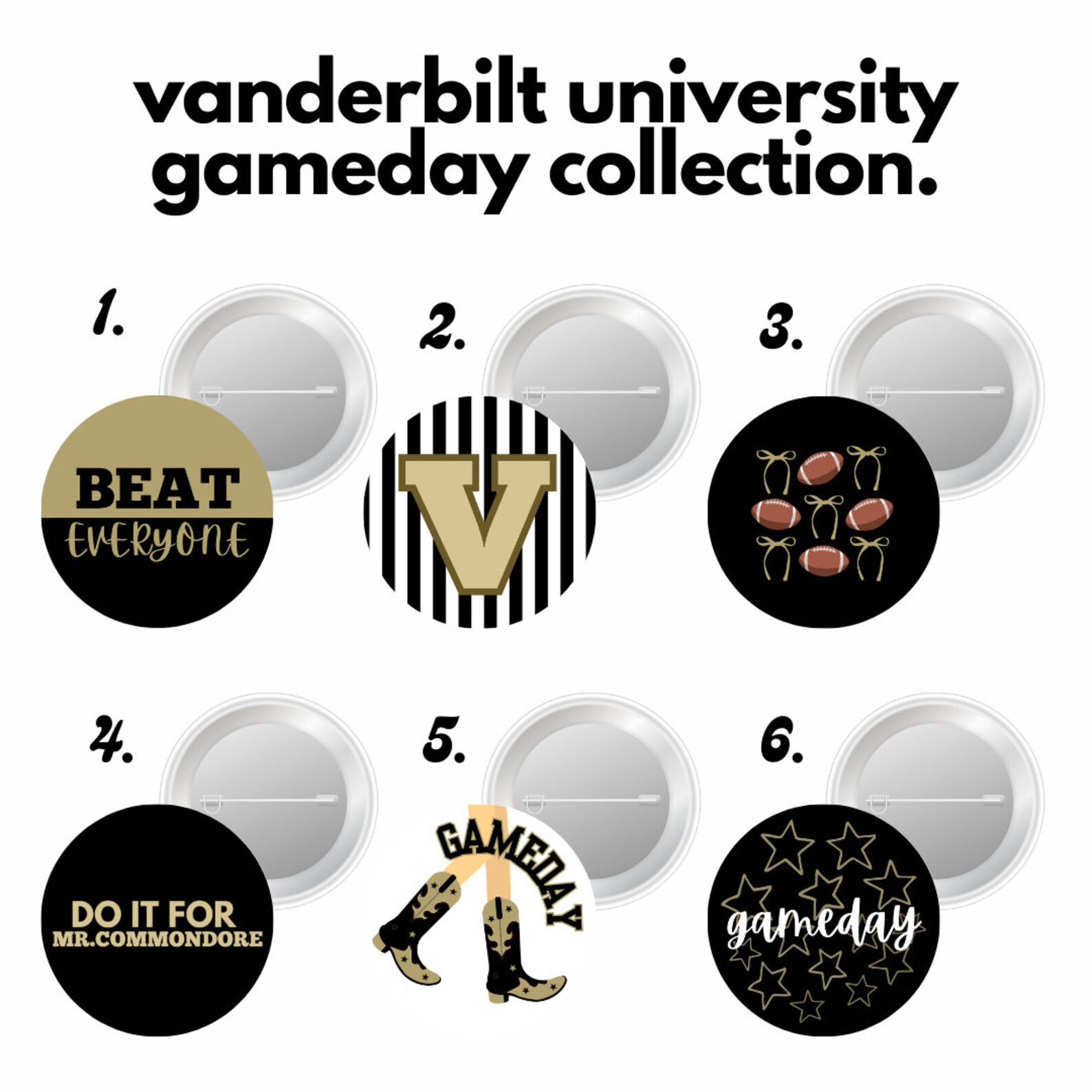 Vanderbilt Gameday Buttons - Etsy | Etsy (US)