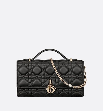 Lady Dior Top Handle Clutch Black Cannage Lambskin | DIOR | Dior Couture