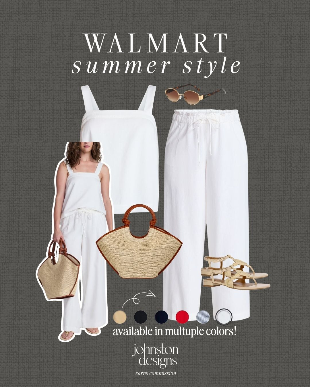 Walmart summer style with a linen blend set available in multiple colors, plus easy finds under $30. 🤍

linen blend set, summer outfit, Walmart style, items under $30, white matching set, warm weather look, straw bag, flat sandals, vacation outfit, affordable fashion finds, casual chic, multiple colors 

 #LTKootd #LTKSeasonal