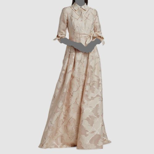 $860 Rickie Freeman by Teri Jon Women's Beige Metallic Self-Tie Dress Size 4 631333377912 | eBay | eBay US