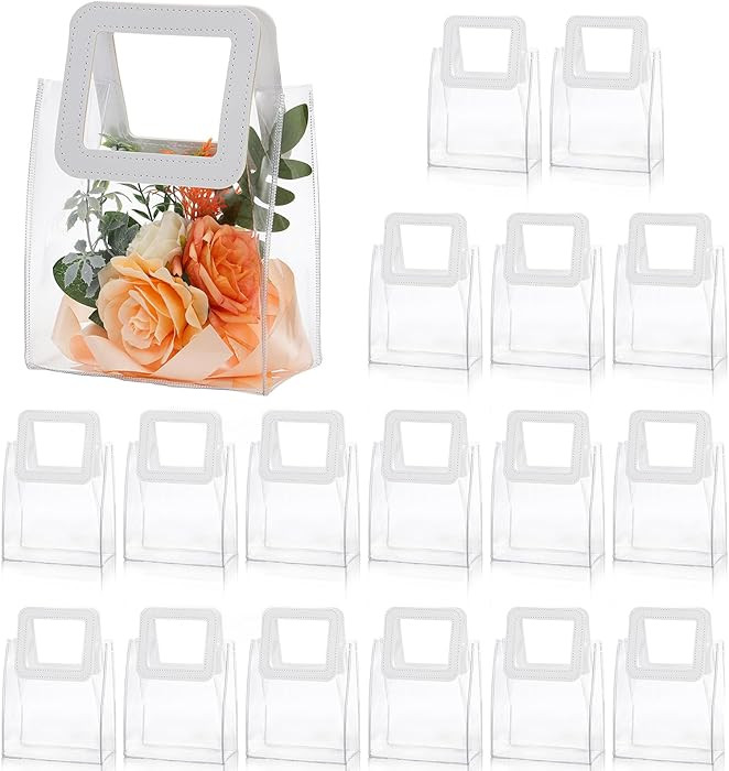 yarlung 18 Pack Clear Gift Bags for Mother's Day, Transparent PVC Gift Wrap Bags with White Handl... | Amazon (US)