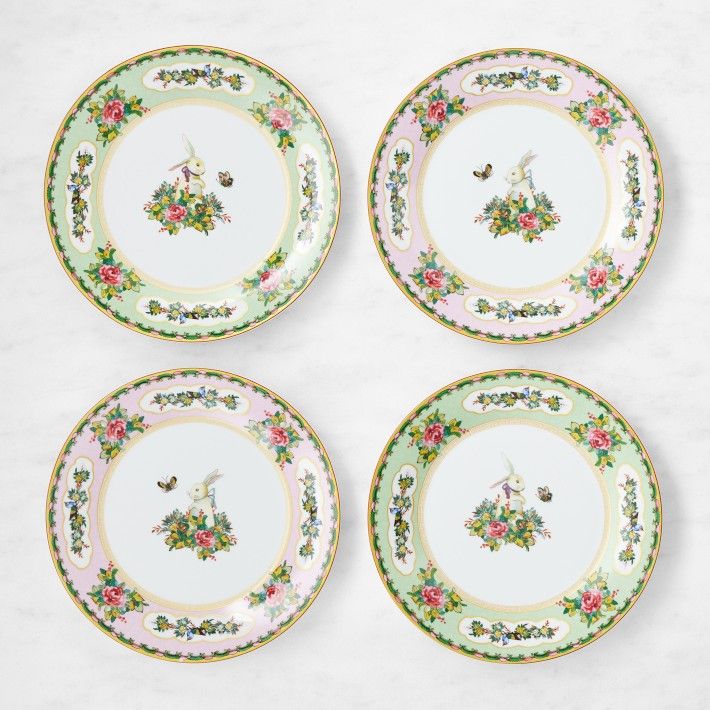 Famille Rose Bunny Dinner Plates, Set of 4 | Williams-Sonoma