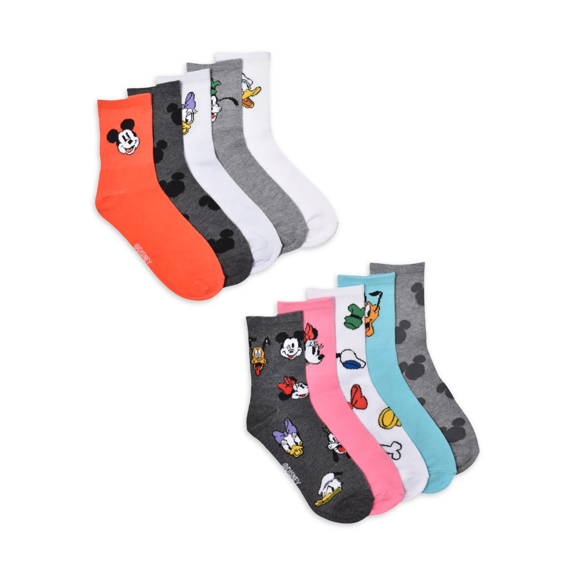 Disney Mickey Mouse Women's Crew Socks, 10-Pack, Shoe Sizes 4-10 | Walmart (US)
