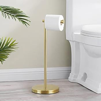 KES Gold Toilet Paper Holder Free Standing SUS 304 Stainless Steel Rustproof Pedestal Lavatory Ti... | Amazon (US)