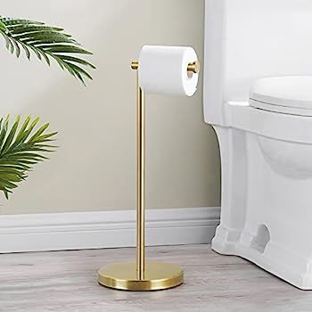 KES Gold Toilet Paper Holder Free Standing SUS 304 Stainless Steel Rustproof Pedestal Lavatory Ti... | Amazon (US)