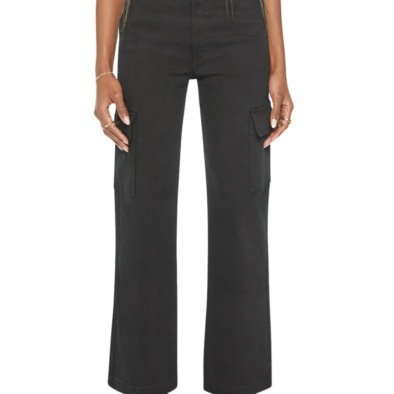 Mother Denim The Straight Up Rambler Cargo Jeans In Pitch - Black | Verishop