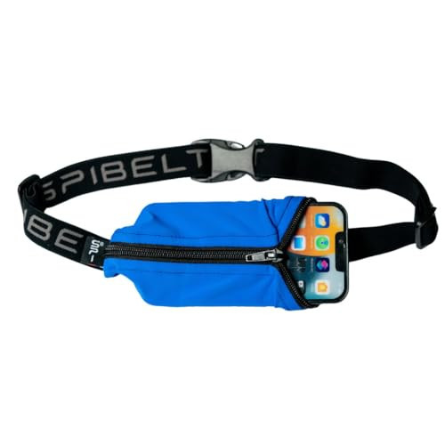 SPIbelt Running Belt for Women Men, Phone Holder for Running, Running Fanny Pack, Running Waist Pack, Adjustable Waist, [Fits All Phones]. Made from Recycled Materials. Blue with Black Zipper | Amazon (US)